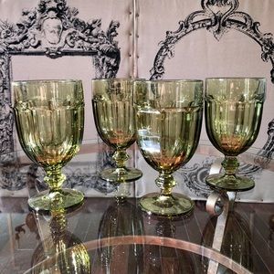 4 Iced Tea Glasses Olive footed sturdy